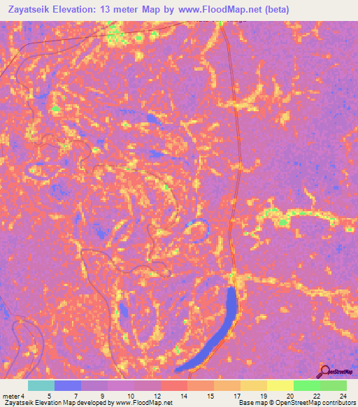 Zayatseik,Myanmar Elevation Map