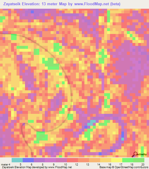 Zayatseik,Myanmar Elevation Map