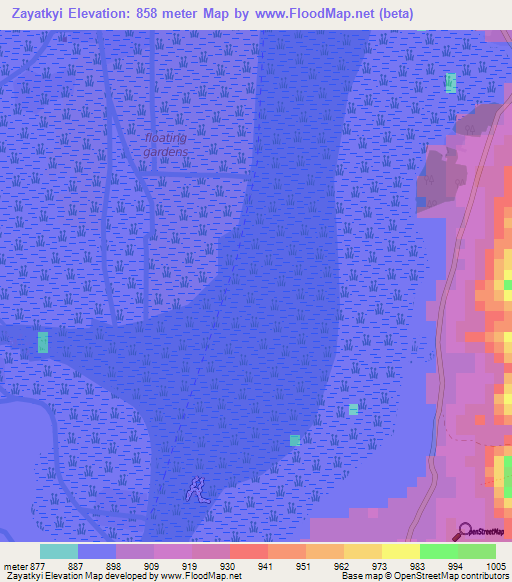 Zayatkyi,Myanmar Elevation Map