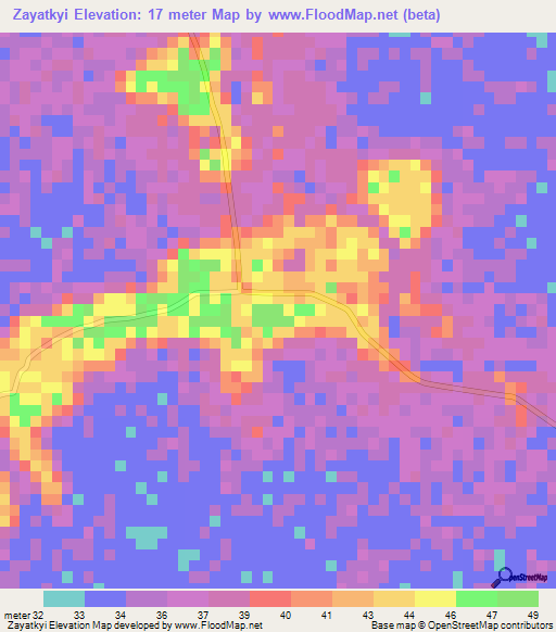 Zayatkyi,Myanmar Elevation Map