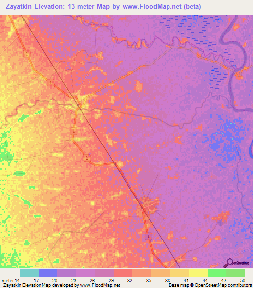 Zayatkin,Myanmar Elevation Map