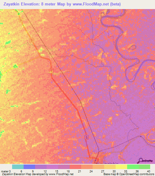 Zayatkin,Myanmar Elevation Map