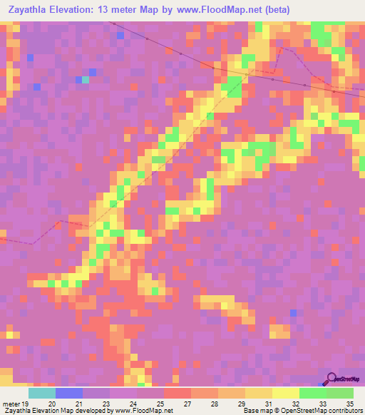 Zayathla,Myanmar Elevation Map