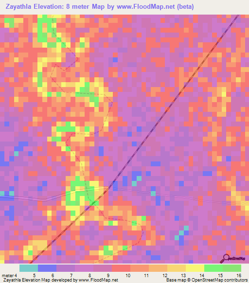 Zayathla,Myanmar Elevation Map