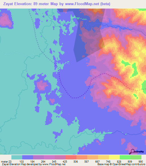 Zayat,Myanmar Elevation Map