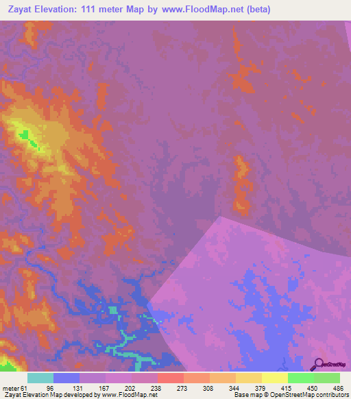 Zayat,Myanmar Elevation Map