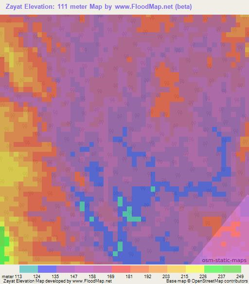 Zayat,Myanmar Elevation Map
