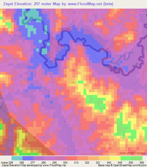 Zayat,Myanmar Elevation Map