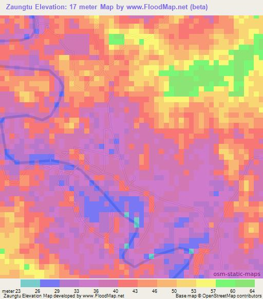 Zaungtu,Myanmar Elevation Map