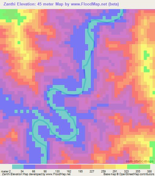 Zanthi,Myanmar Elevation Map