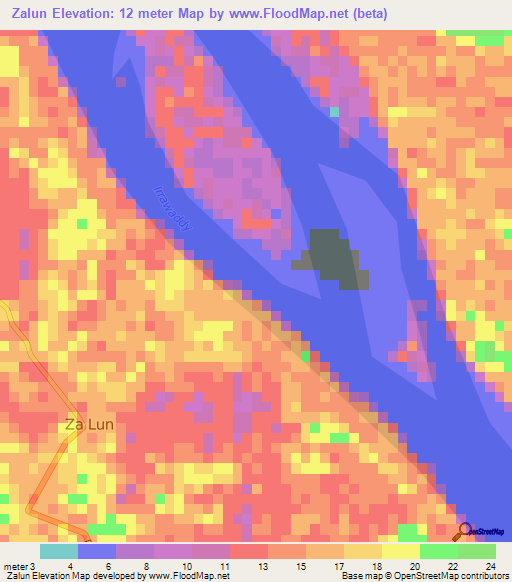 Zalun,Myanmar Elevation Map
