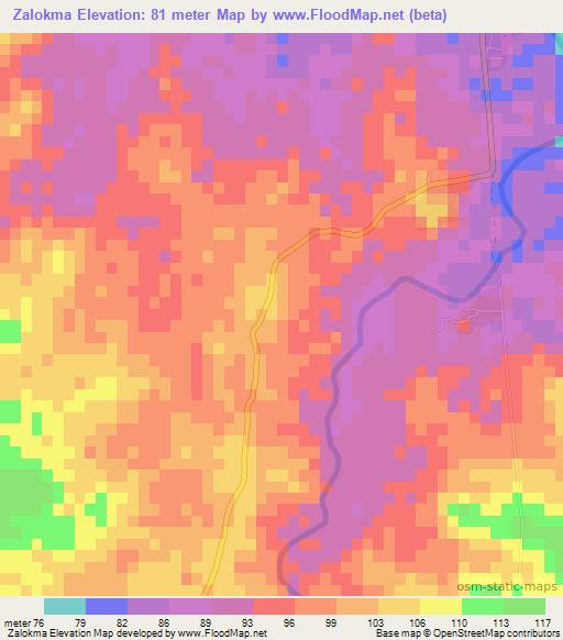 Zalokma,Myanmar Elevation Map