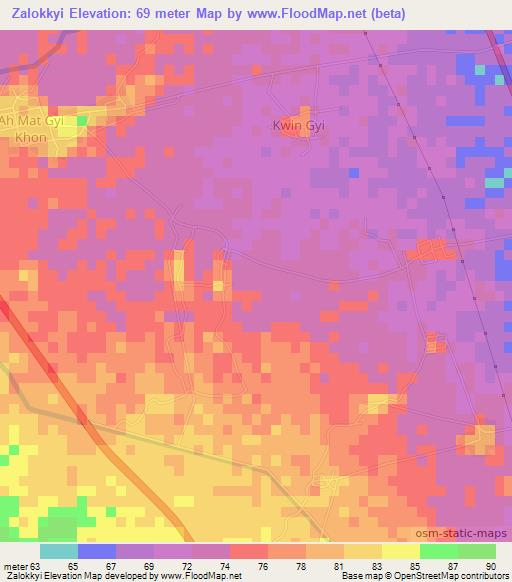 Zalokkyi,Myanmar Elevation Map