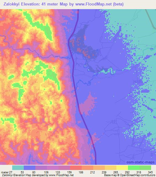 Zalokkyi,Myanmar Elevation Map