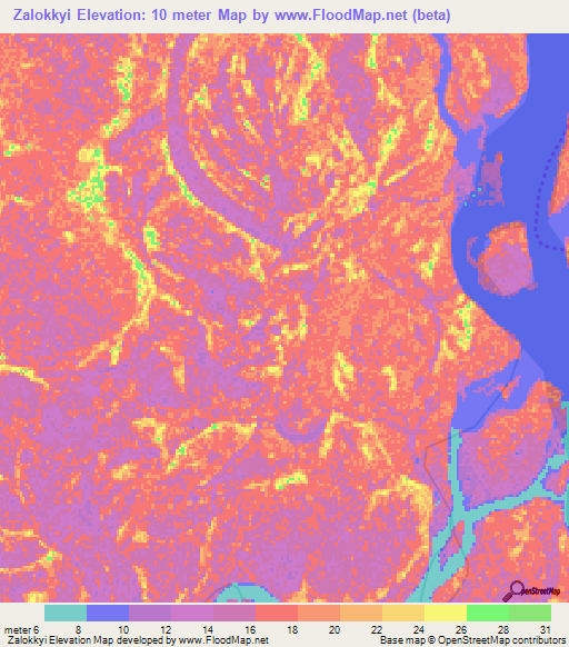 Zalokkyi,Myanmar Elevation Map
