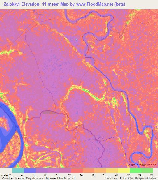 Zalokkyi,Myanmar Elevation Map