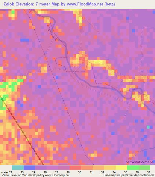 Zalok,Myanmar Elevation Map