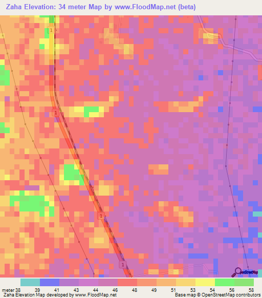Zaha,Myanmar Elevation Map