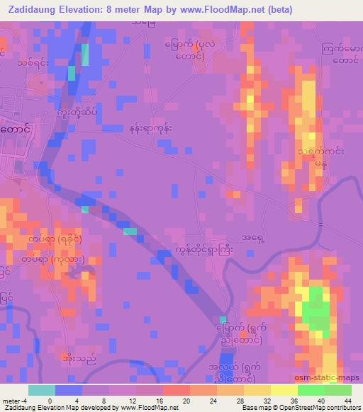 Zadidaung,Myanmar Elevation Map