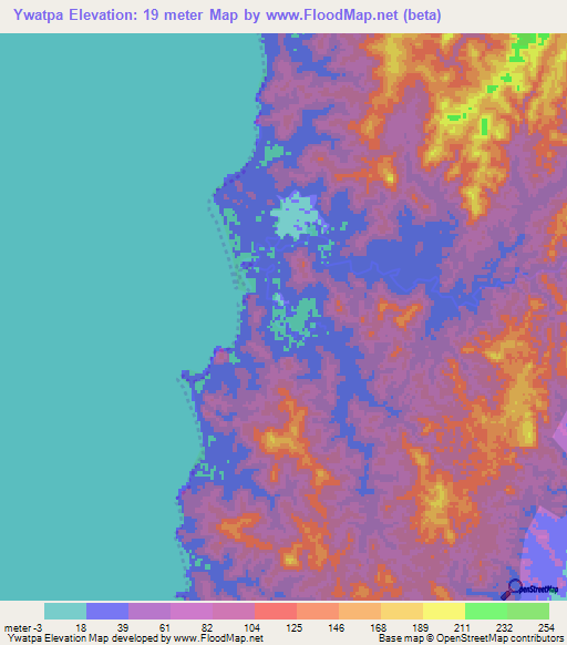 Ywatpa,Myanmar Elevation Map