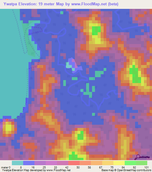 Ywatpa,Myanmar Elevation Map
