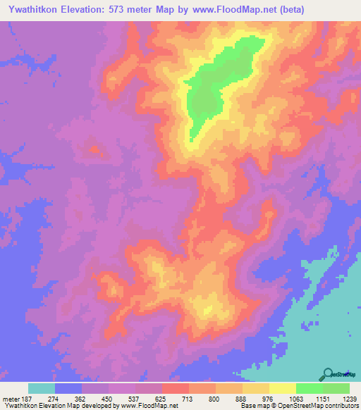 Ywathitkon,Myanmar Elevation Map