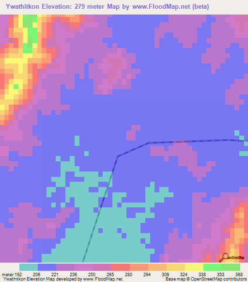 Ywathitkon,Myanmar Elevation Map
