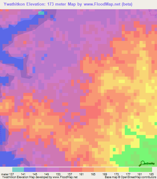 Ywathitkon,Myanmar Elevation Map