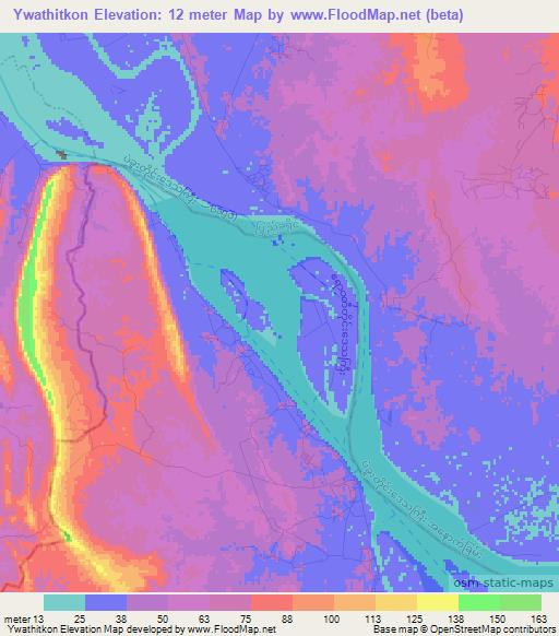Ywathitkon,Myanmar Elevation Map