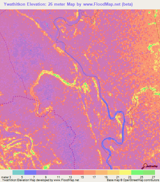 Ywathitkon,Myanmar Elevation Map