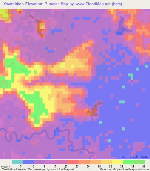 Ywathitkon,Myanmar Elevation Map