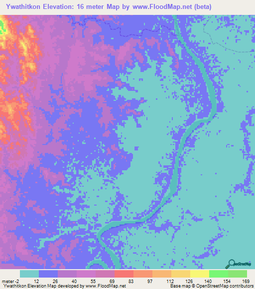 Ywathitkon,Myanmar Elevation Map