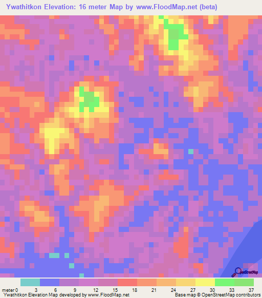 Ywathitkon,Myanmar Elevation Map