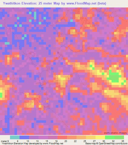 Ywathitkon,Myanmar Elevation Map