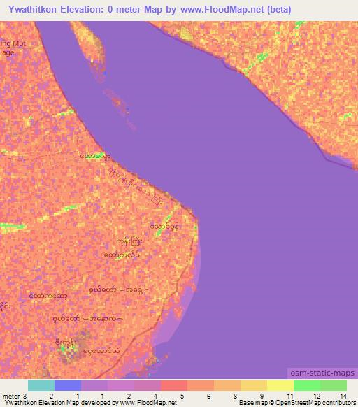 Ywathitkon,Myanmar Elevation Map