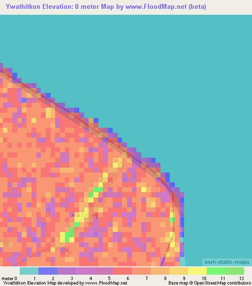 Ywathitkon,Myanmar Elevation Map