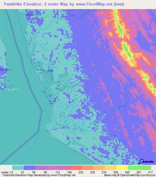 Ywathitke,Myanmar Elevation Map