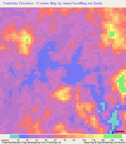 Ywathitke,Myanmar Elevation Map