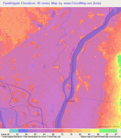 Ywathitgale,Myanmar Elevation Map