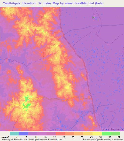 Ywathitgale,Myanmar Elevation Map