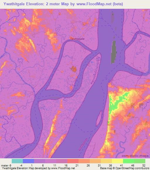 Ywathitgale,Myanmar Elevation Map