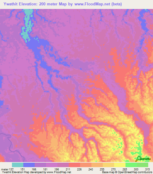 Ywathit,Myanmar Elevation Map
