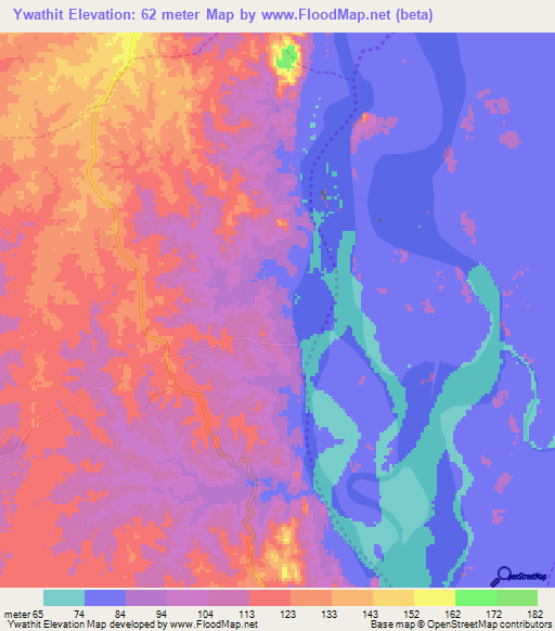 Ywathit,Myanmar Elevation Map