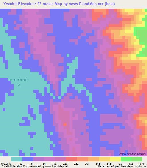 Ywathit,Myanmar Elevation Map