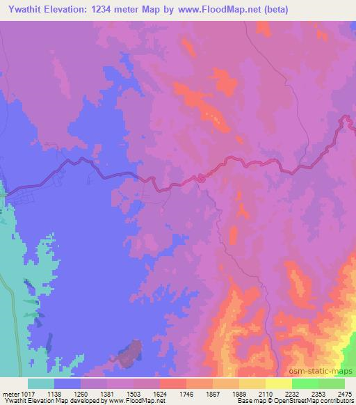 Ywathit,Myanmar Elevation Map