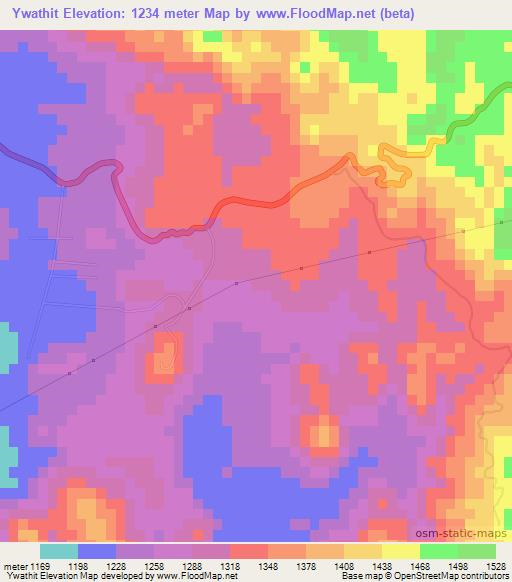 Ywathit,Myanmar Elevation Map