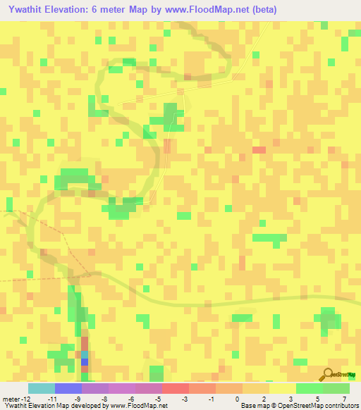 Ywathit,Myanmar Elevation Map
