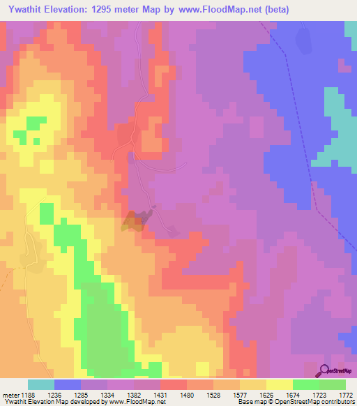 Ywathit,Myanmar Elevation Map
