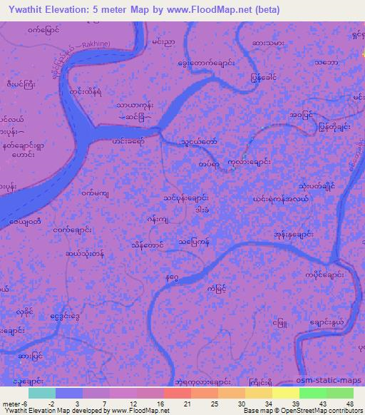 Ywathit,Myanmar Elevation Map