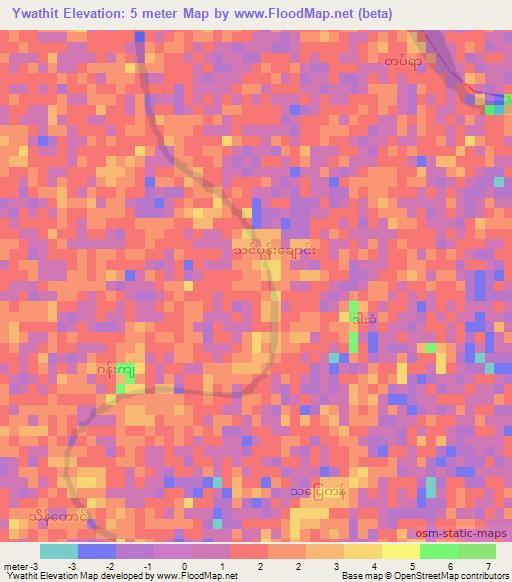 Ywathit,Myanmar Elevation Map